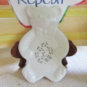Pfaltzgraff Heirloom (Discontinued) Pattern Teddy Bear Spoon Rest EUC